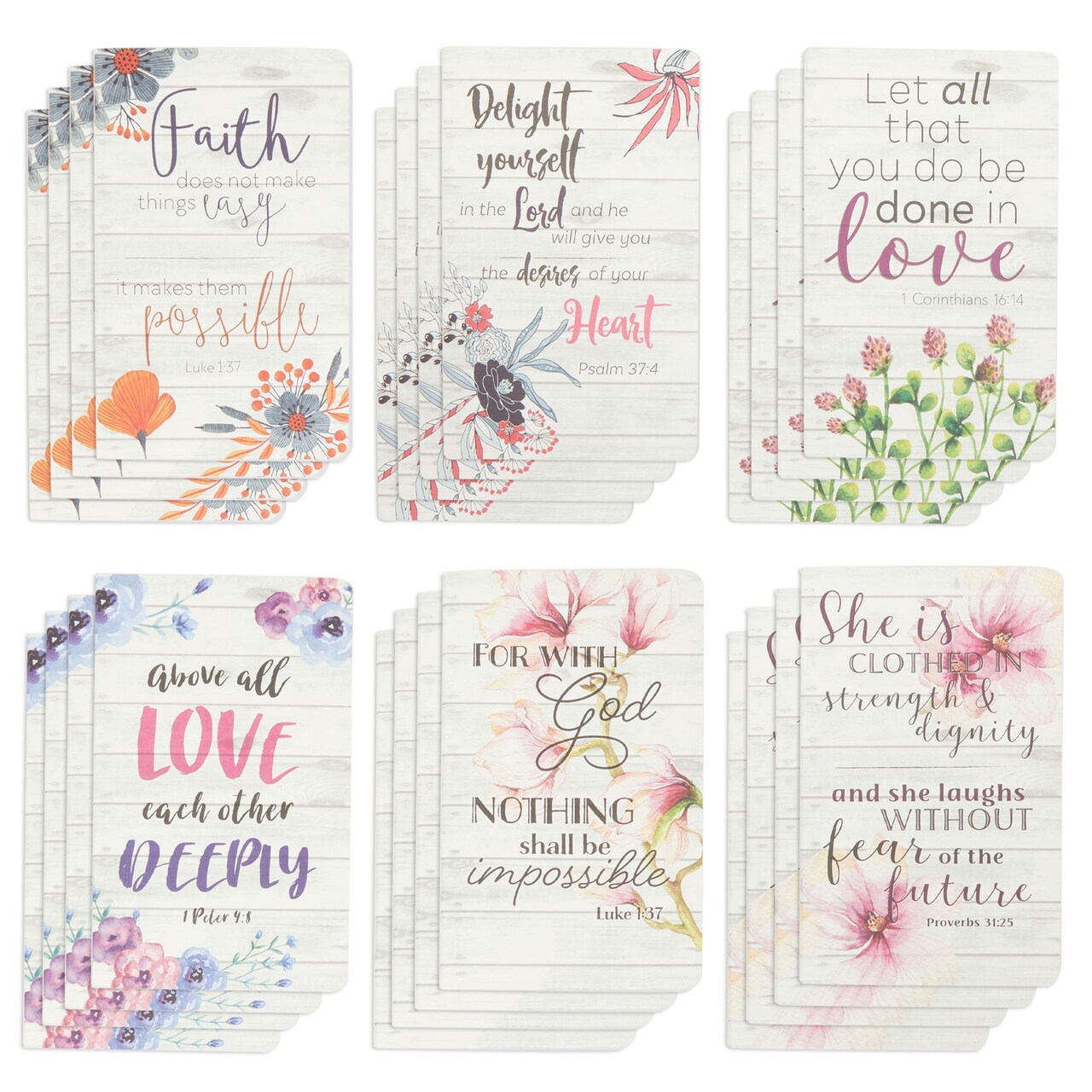 12 Pack Prayer Journals for Women - 5x8 Christian Notebooks Bulk with Inspirational Bible Verse Scripture (Floral Designed, 80 Pages)